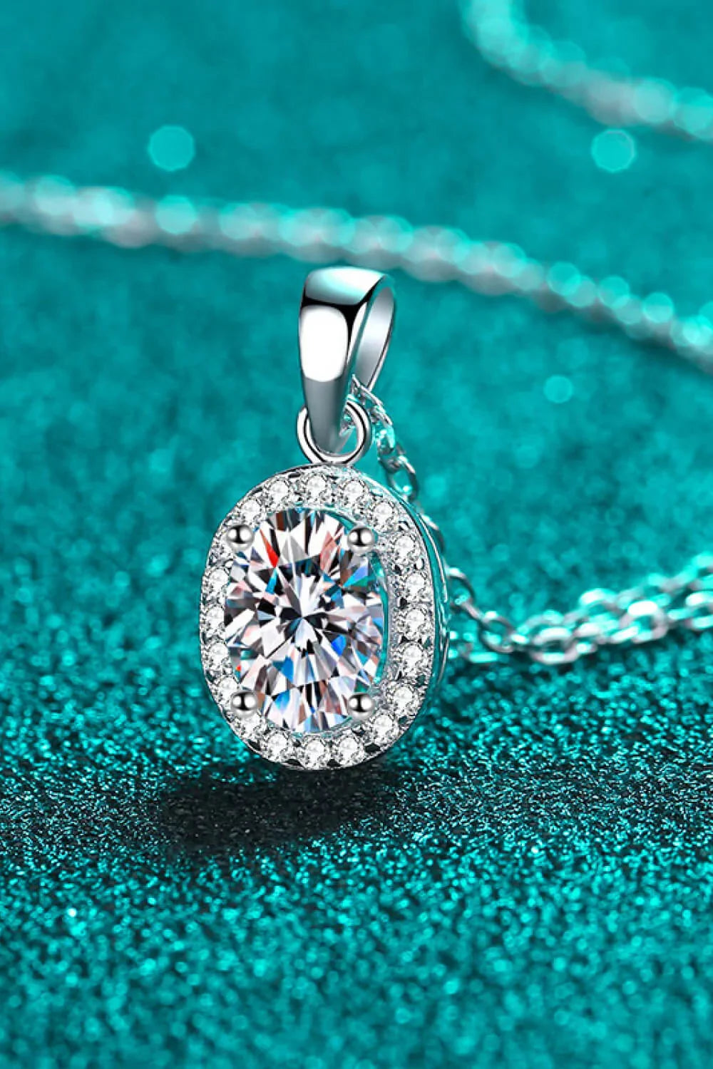 One Carat Moissanite Pendant Necklace Rhodium-Plated Silver - Southern Shores Clothing