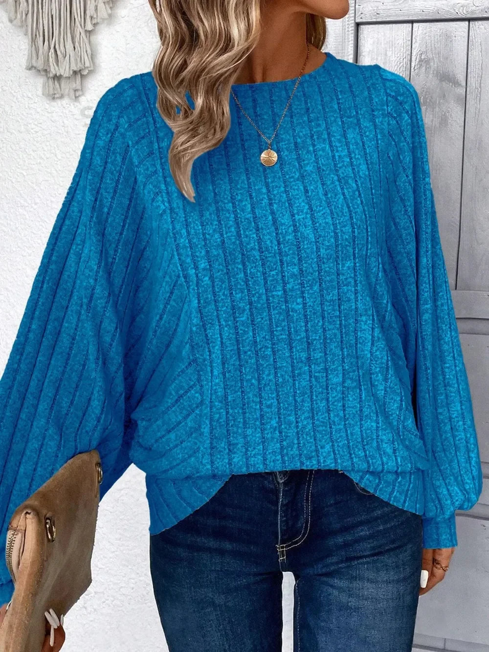 Plus Size Batwing Sleeve Round Neck T Shirt With Stretch - Southern Shores Clothing