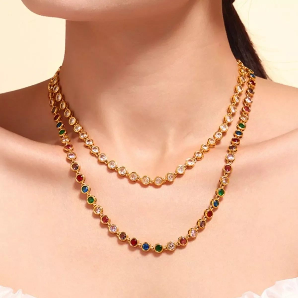 Gold-Plated Zircon Necklace Lightweight Delicate - Southern Shores Clothing