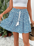 Lightweight Floral Tassel Mini Skirt In Viscose - Southern Shores Clothing