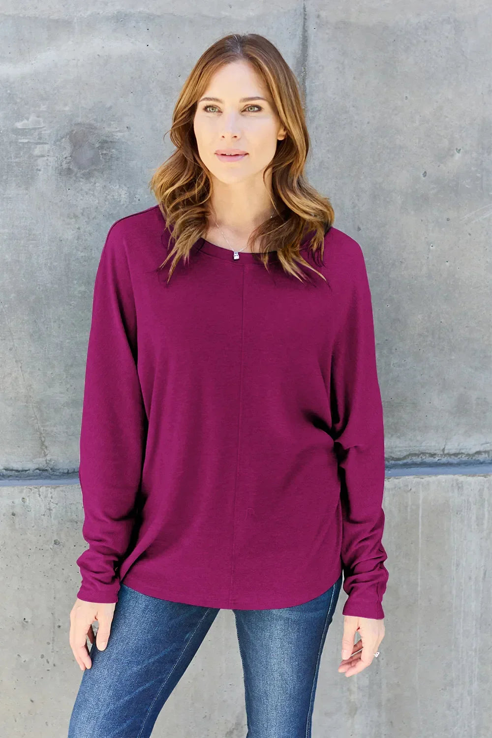 Basic Round Neck Long Sleeve T Shirt Top - Southern Shores Clothing