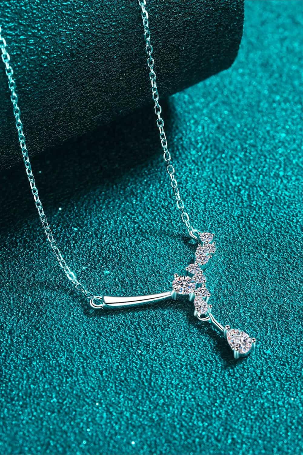 1 Carat Moissanite Necklace Rhodium Plated Sterling Silver - Southern Shores Clothing