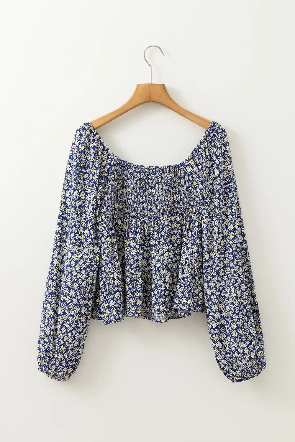 Floral Smocked Square Neck Blouse In Soft Viscose - Southern Shores Clothing