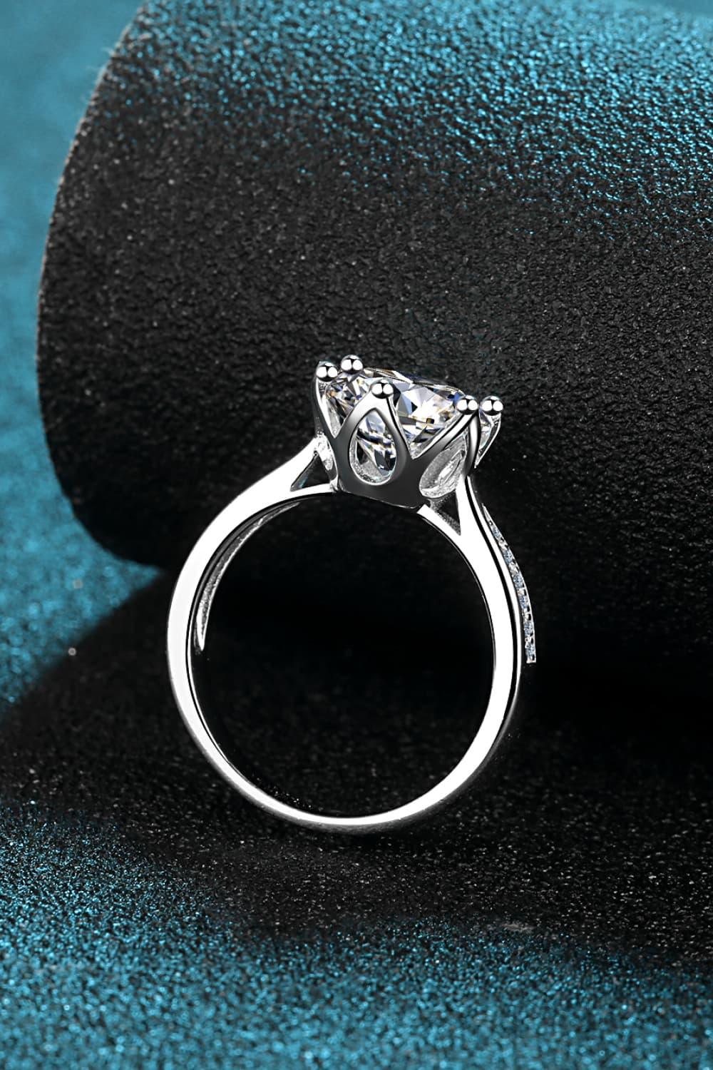 3 Carat Moissanite Ring Rhodium-Plated Sterling Silver