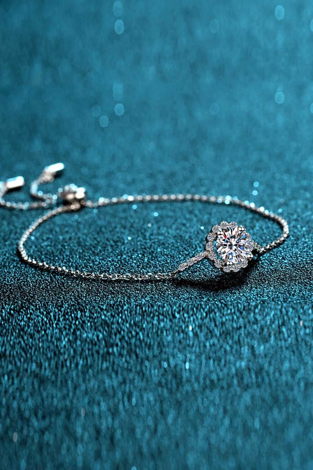 1 Carat Moissanite Sterling Silver Chain Bracelet - Southern Shores Clothing