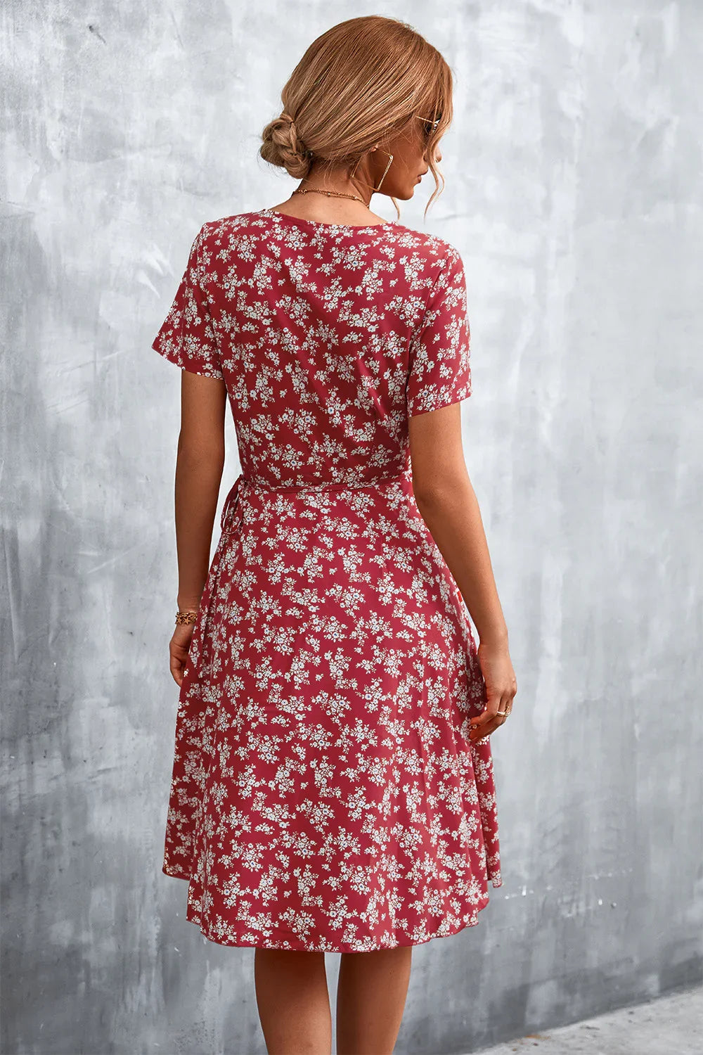 Floral Surplice Neck Flutter Sleeve Dress - Southern Shores Clothing