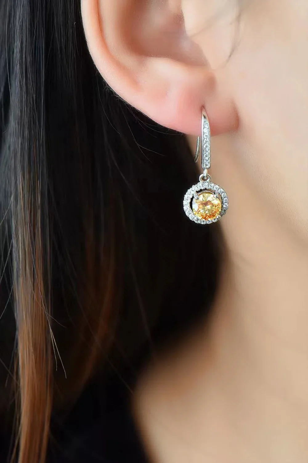 Platinum-Plated 2 Carat Moissanite Halo Earrings - Southern Shores Clothing