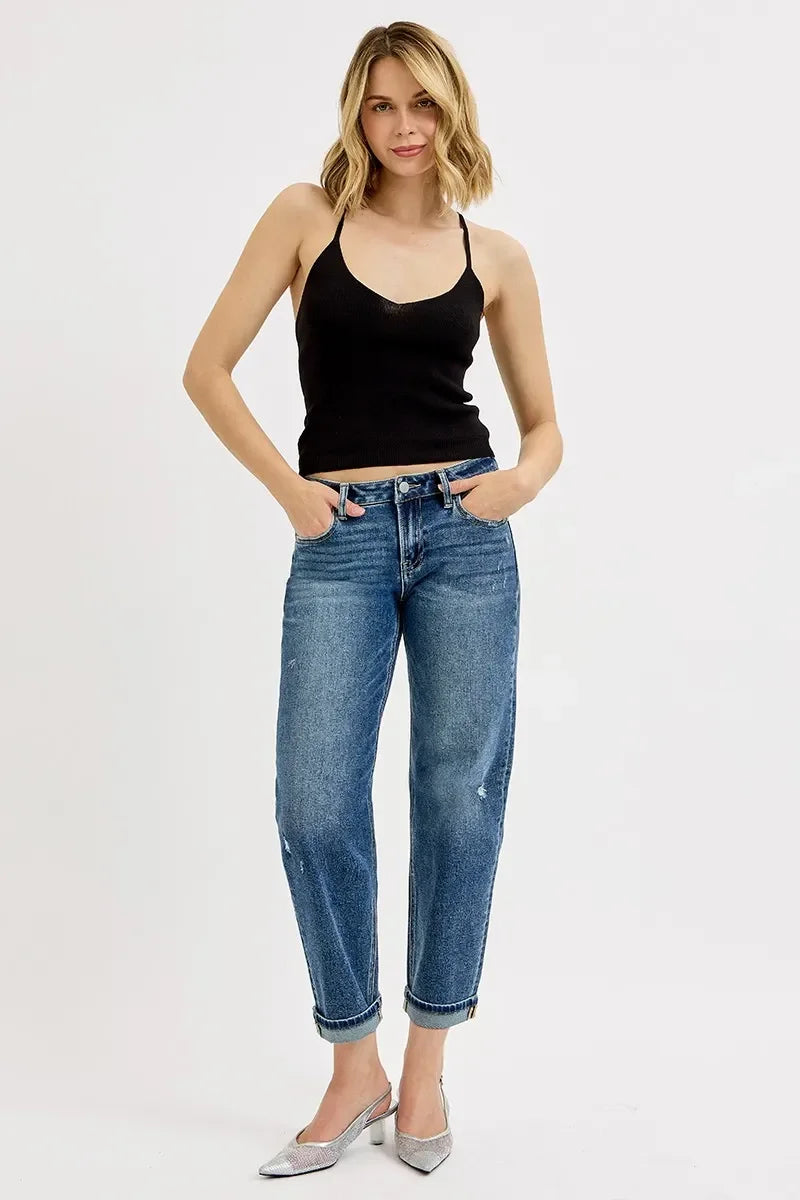 Relaxed Low Rise Crop Boyfriend Jeans Plus Size - Southern Shores Clothing