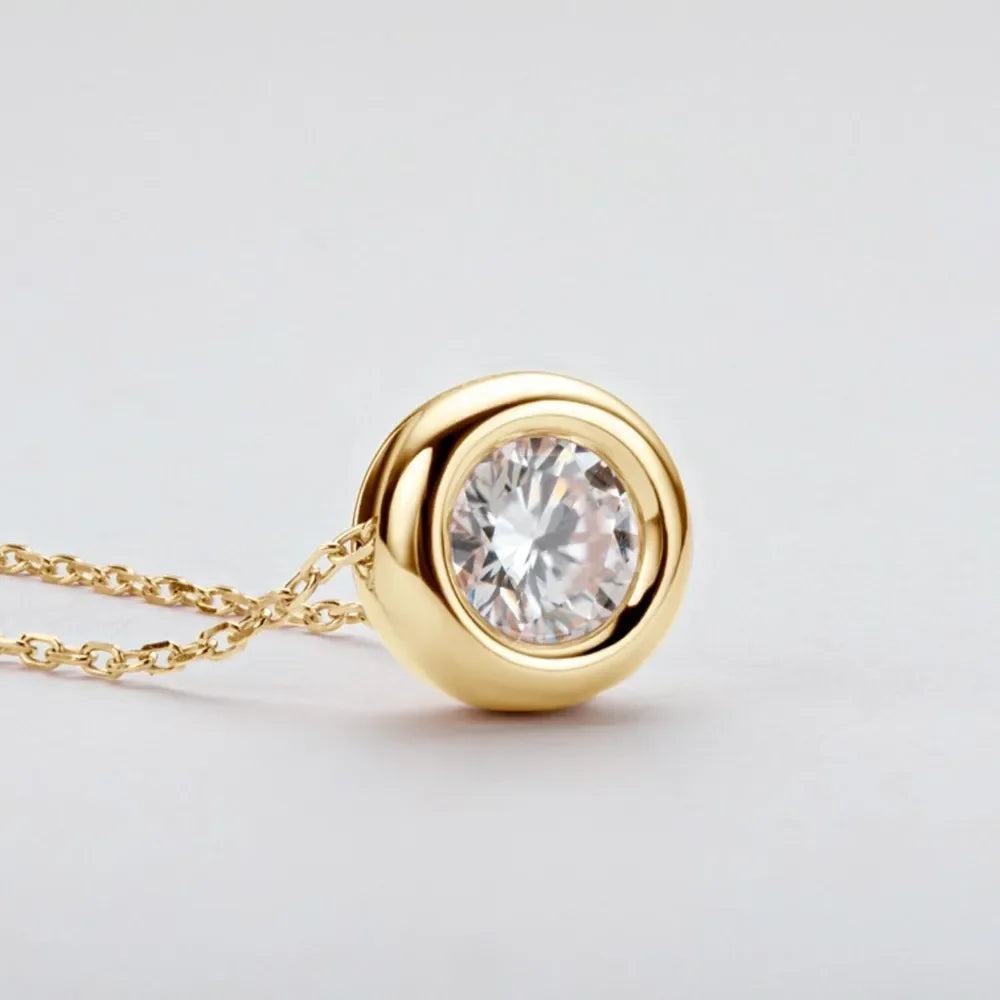 1 Carat Moissanite Rose Gold Plated Sterling Silver Necklace - Southern Shores Clothing