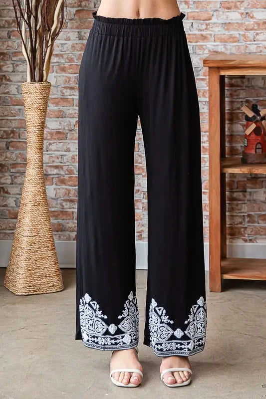 Damask Textured Plus Size Pants With Breathable Stretch - Southern Shores Clothing