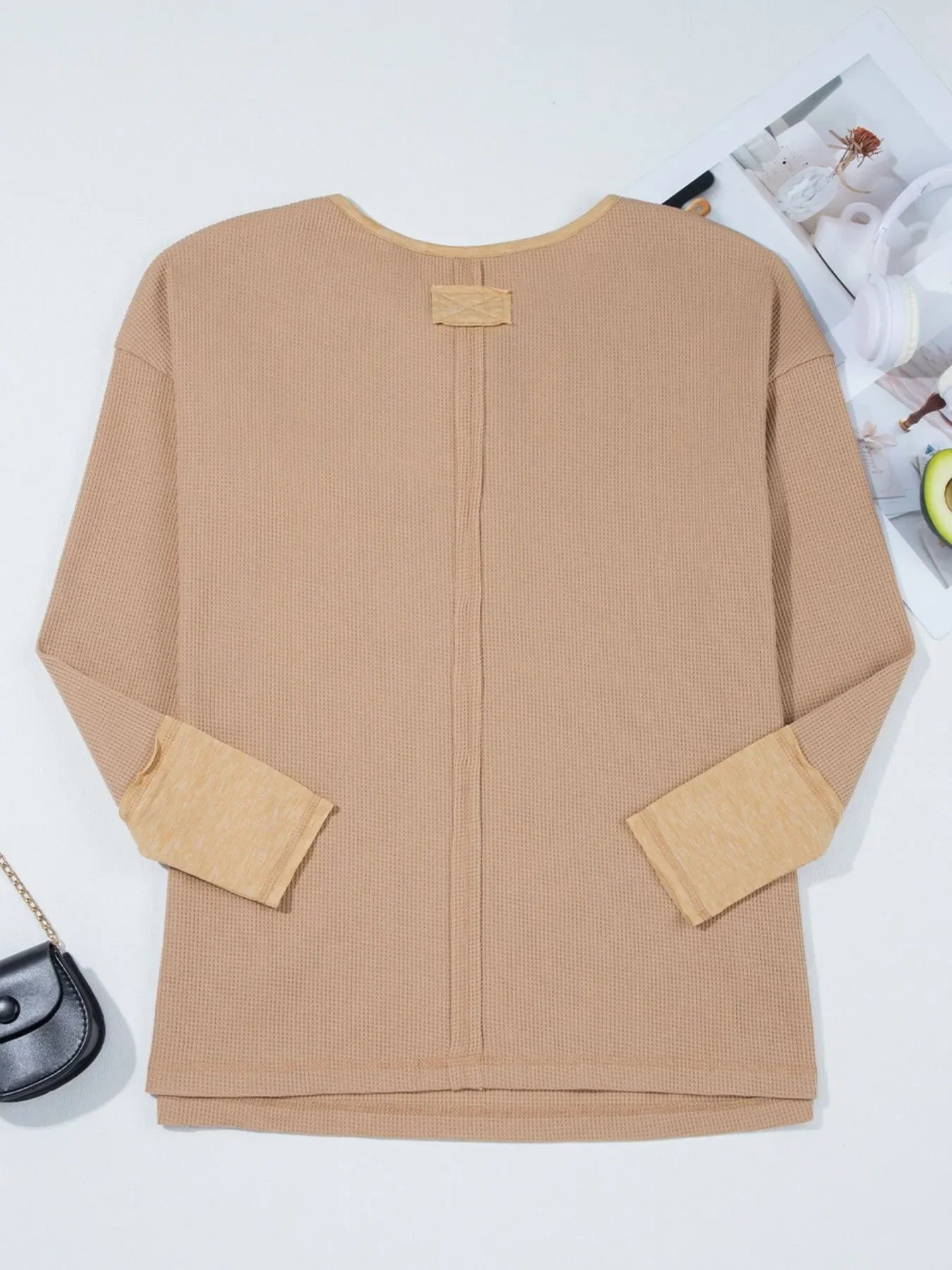 Waffle Knit Henley Top With Pockets And Slits - Southern Shores Clothing