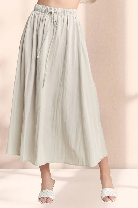 Beachside ADORA Drawstring Waist Crinkle Maxi Skirt