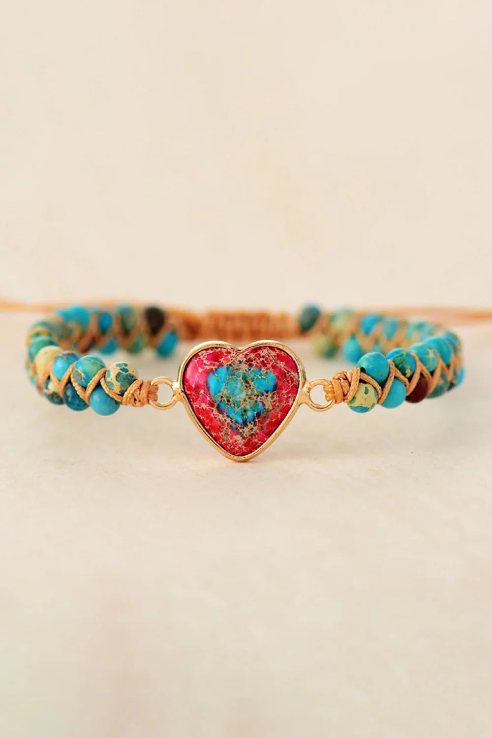 Heart Shaped Natural Stone Bracelet With Copper Accents - Southern Shores Clothing