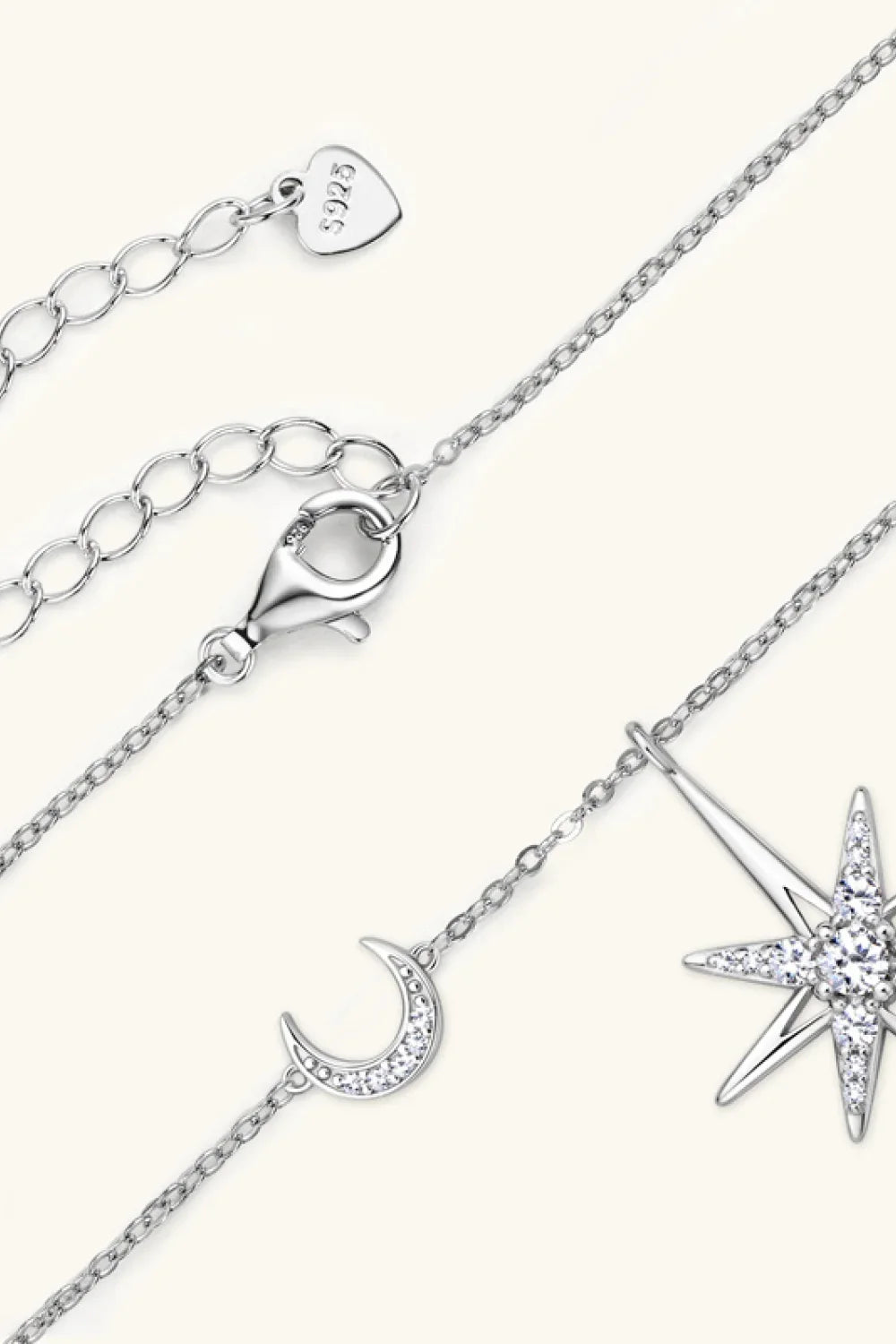 Platinum-Plated Moissanite Sterling Silver Star Moon Necklace