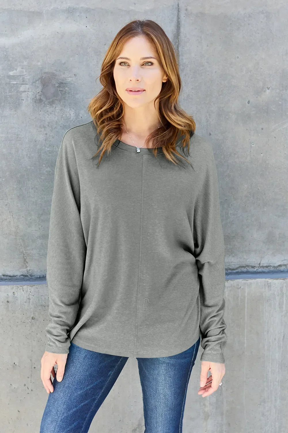 Basic Round Neck Long Sleeve T Shirt Top - Southern Shores Clothing