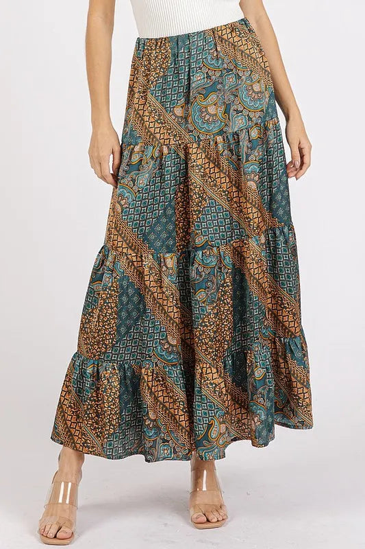 Coastal Mittoshop Paisley Patchwork Satin Maxi Skirt