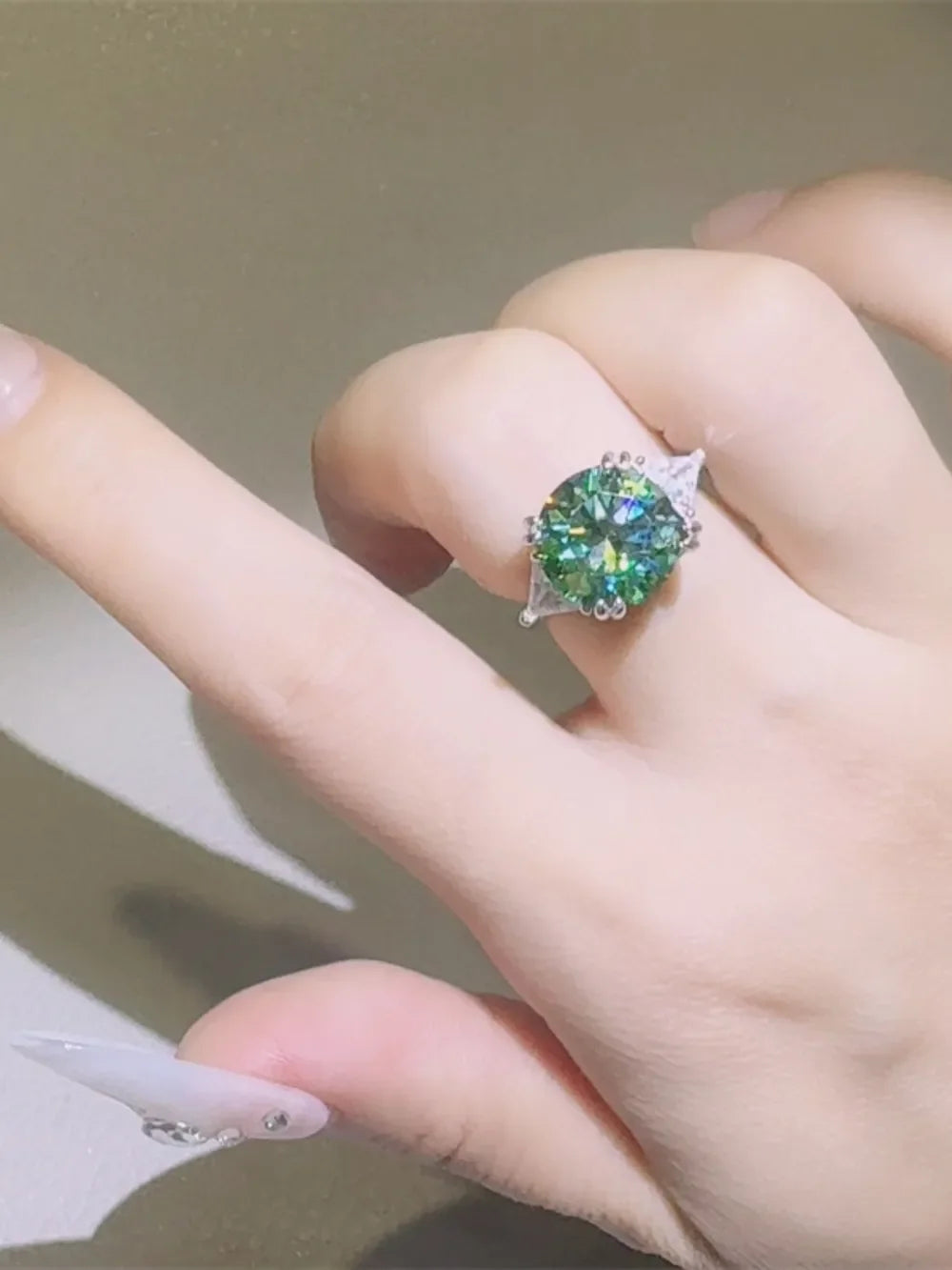 5 Carat Moissanite Sterling Silver Ring Prong Set - Southern Shores Clothing