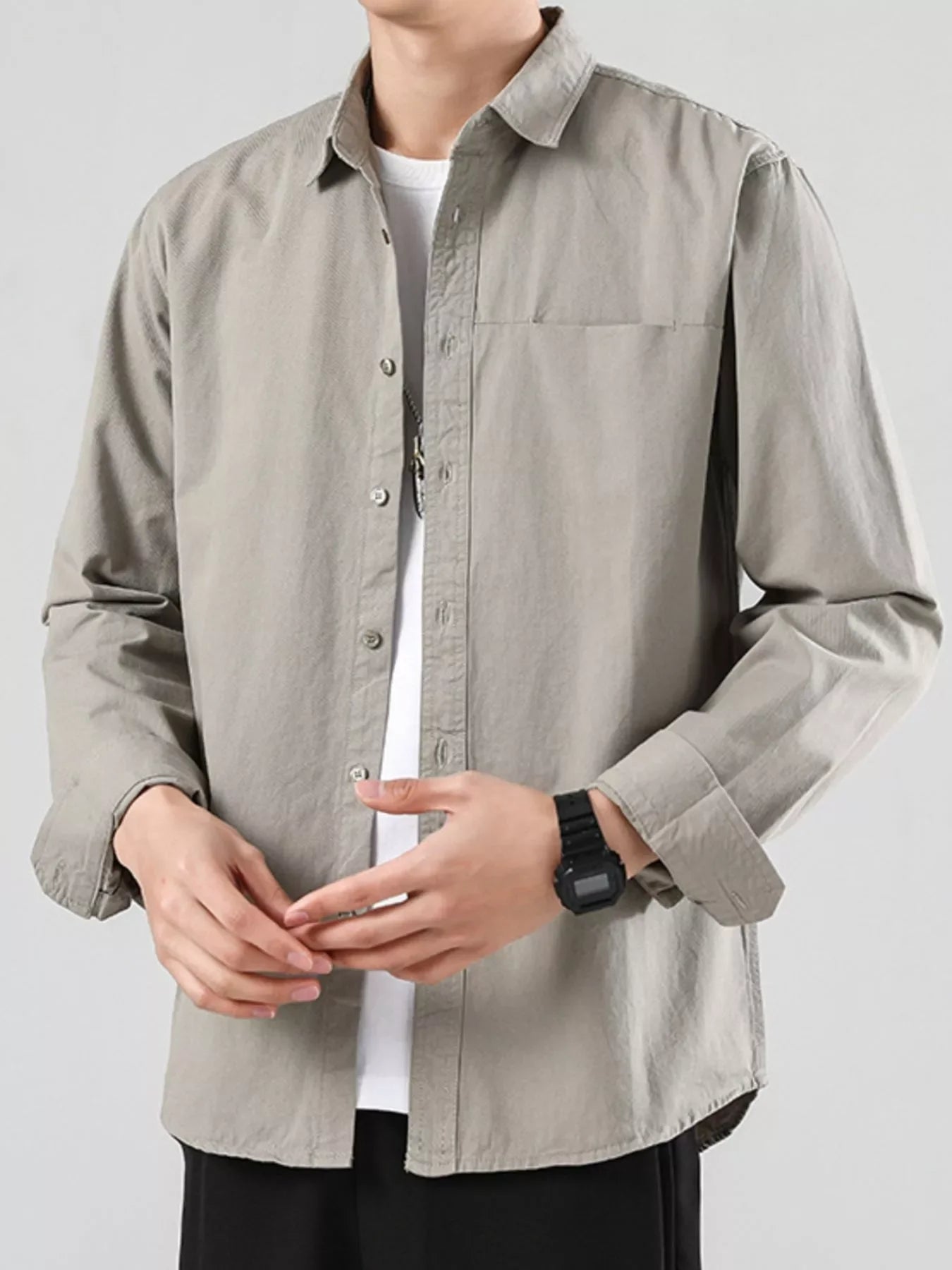 Plus Size Long Sleeve Button-Up Casual Shirt Relaxed Fit - Southern Shores Clothing
