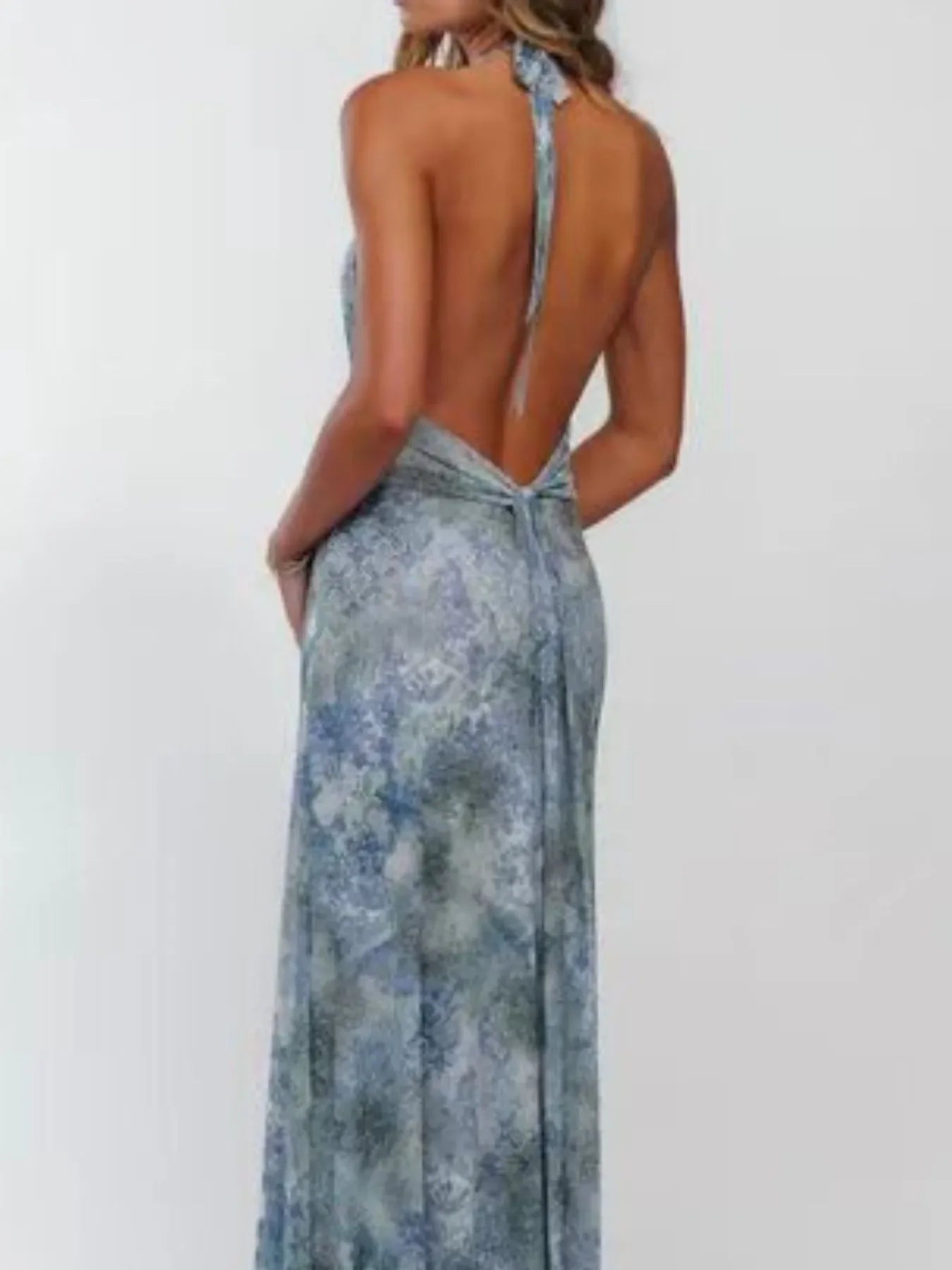 Floral Halter Neck Deep V Maxi Dress Beachwear - Southern Shores Clothing