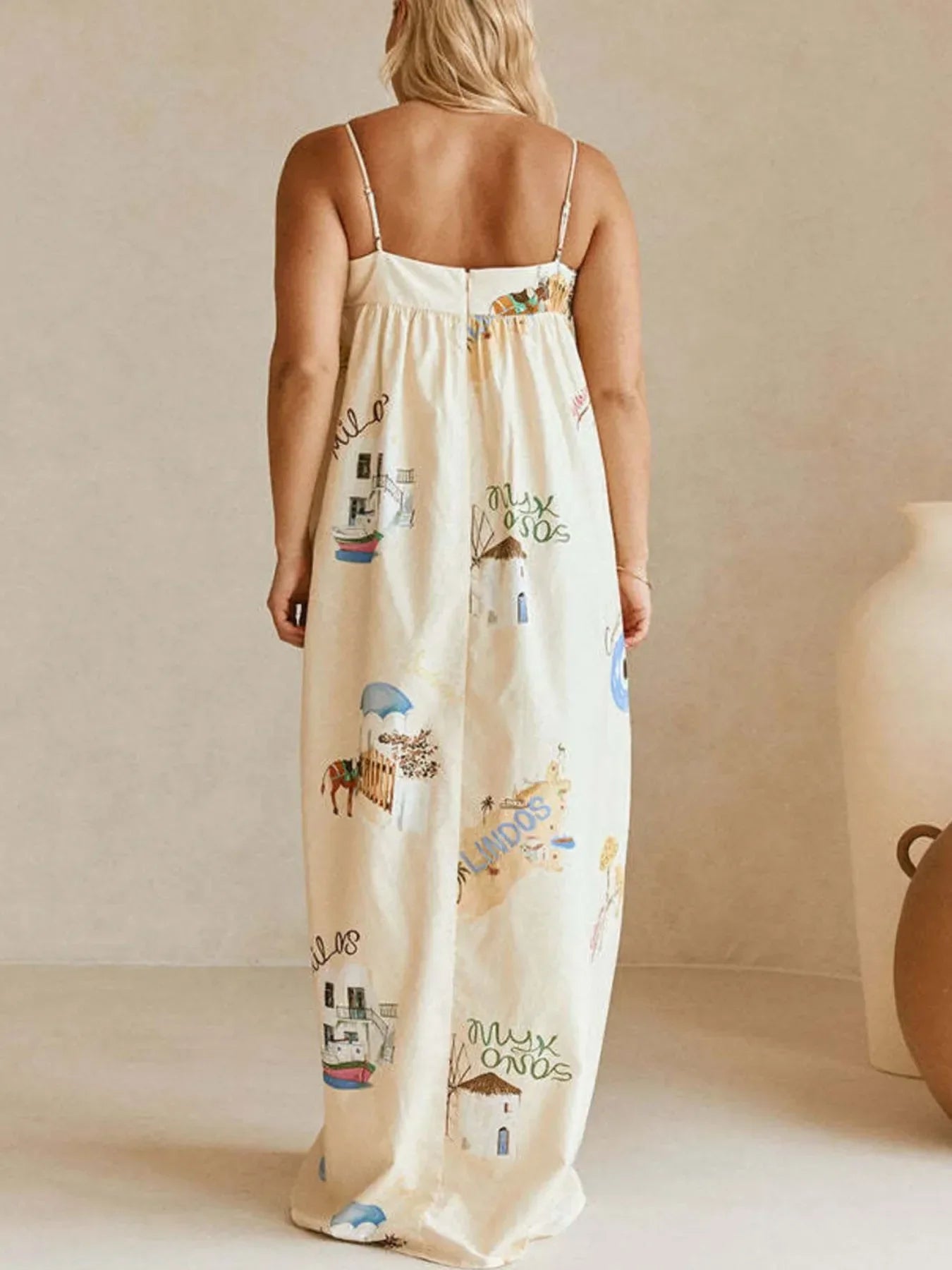 Bohemian Print Cami Maxi Dress With Pockets And Delicate Straps - Southern Shores Clothing