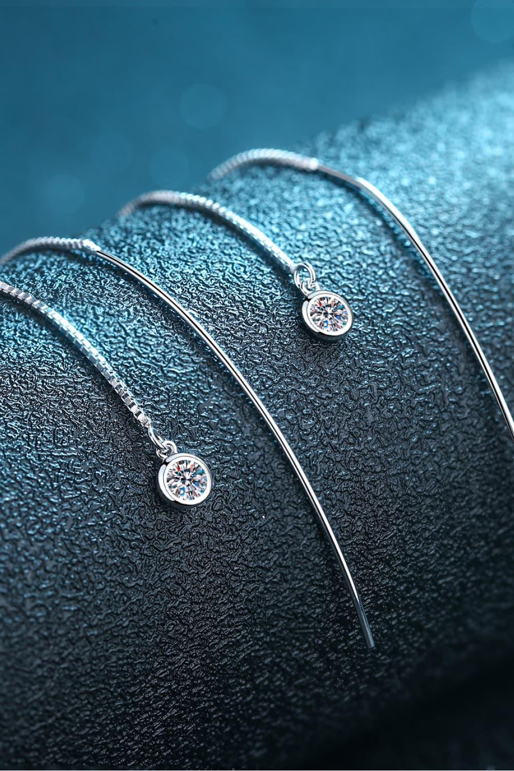 Minimalist Moissanite Sterling Silver Threader Earrings - Southern Shores Clothing
