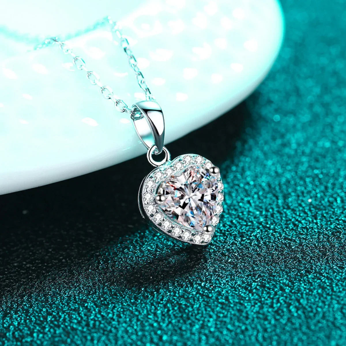 2 Carat Moissanite Heart Pendant Necklace Sterling Silver - Southern Shores Clothing