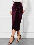 Velvet Side Tied Skirt With Front Slit Classic Style - Southern Shores Clothing