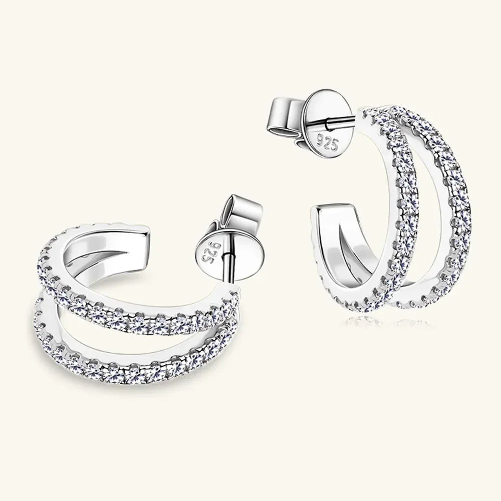 Moissanite Sterling Silver C-Hoop Earrings - Southern Shores Clothing