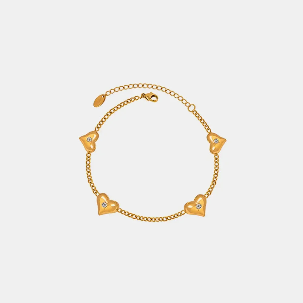 Durable Titanium Steel Zircon Heart Bracelet - Southern Shores Clothing