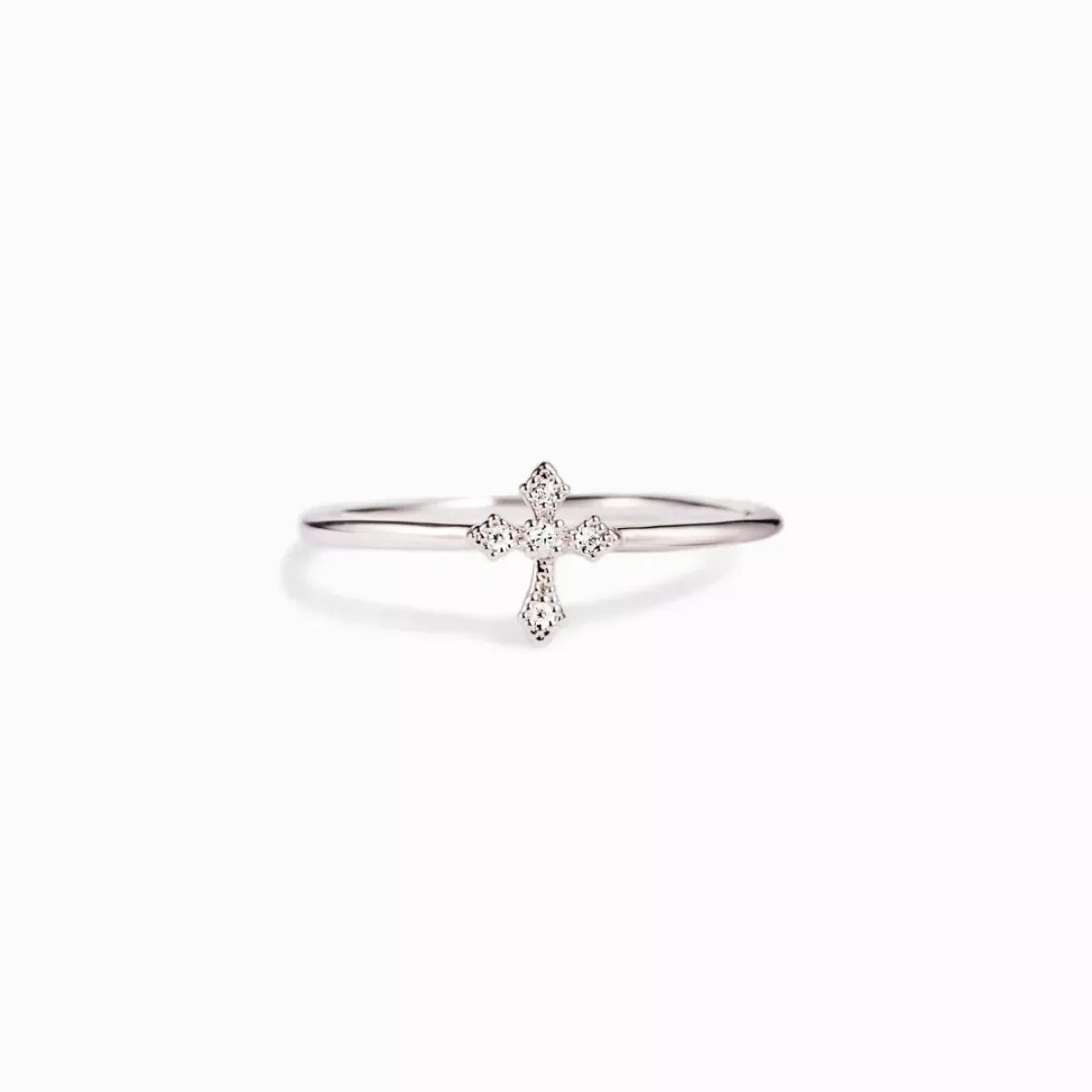 Sterling Silver Zircon Cross Ring With Rose Gold Plating - Southern Shores Clothing