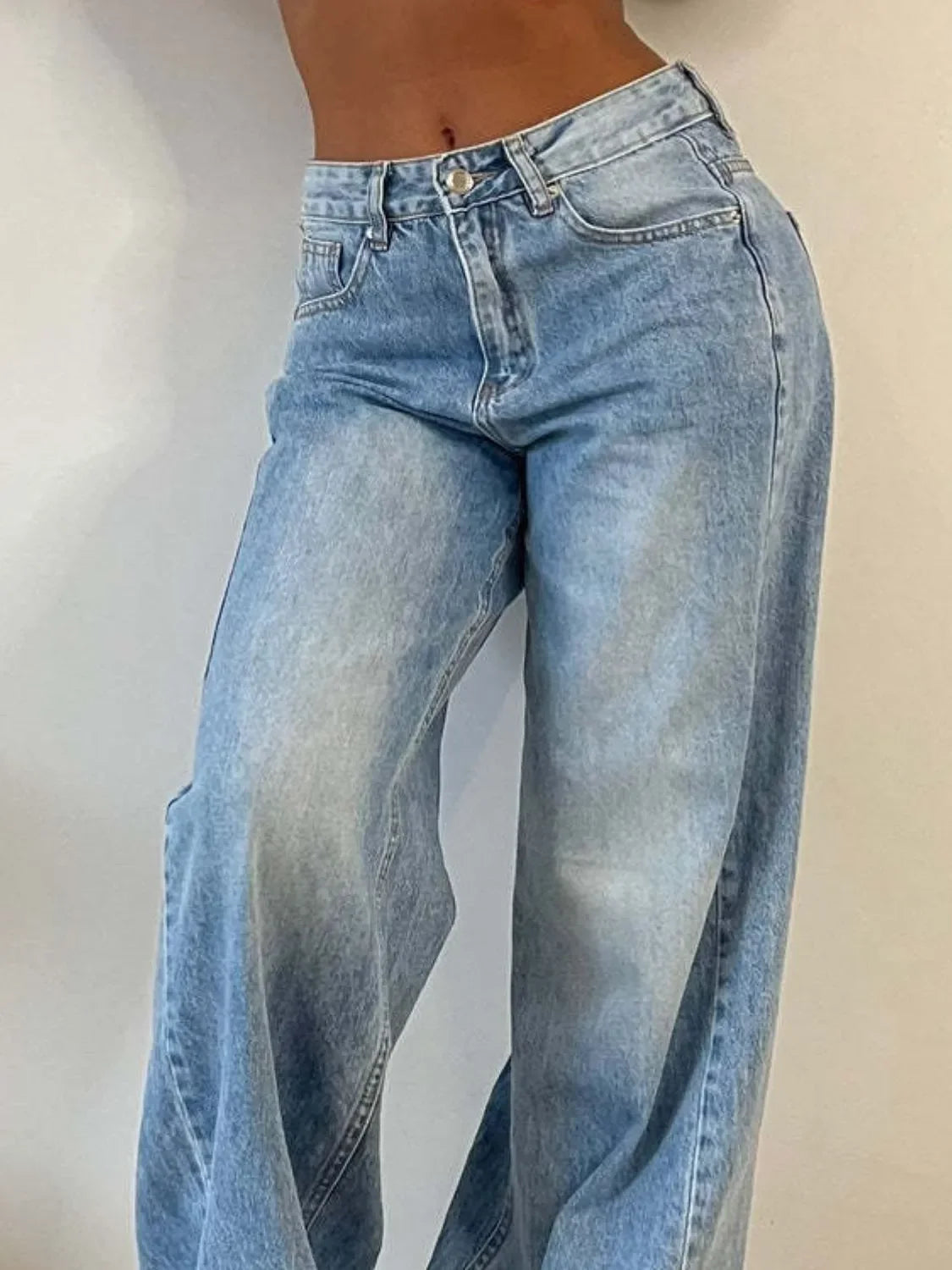 Wide Leg Pocket Jeans With Comfortable Denim For Everyday - Southern Shores Clothing