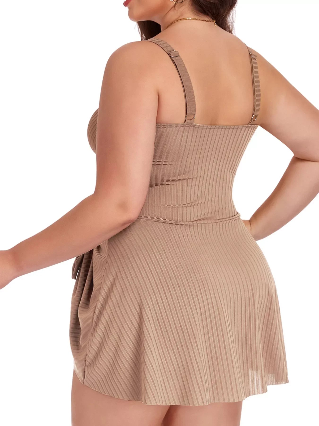 Plus Ruched One Piece Swim Dress With Removable Padding - Southern Shores Clothing