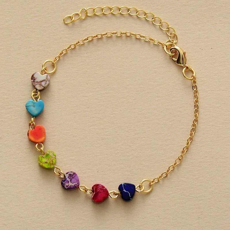 Heart Natural Stone Bracelet With Gold Plated Copper Accents - Southern Shores Clothing