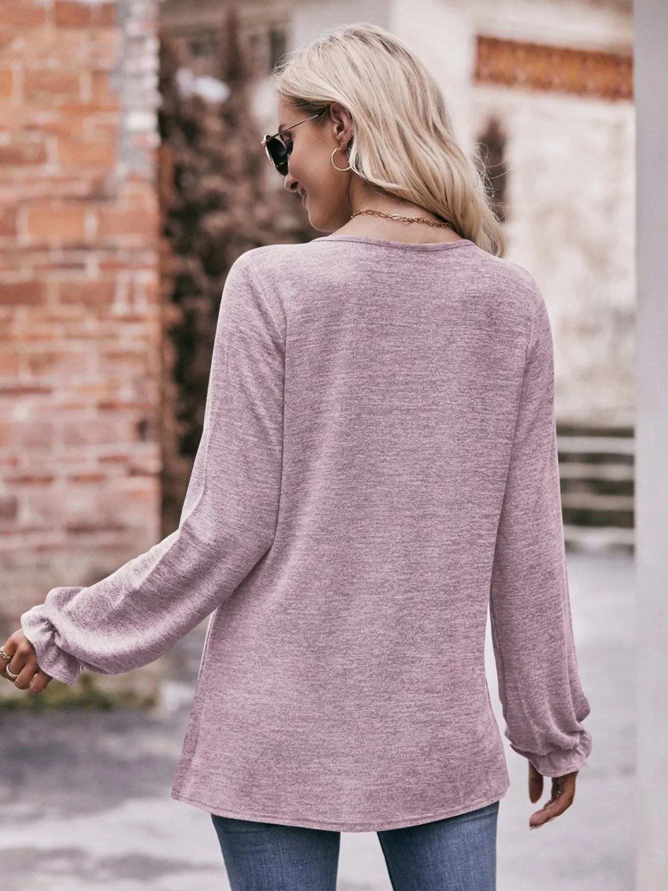 Round Neck Long Sleeve Casual T-Shirt - Southern Shores Clothing