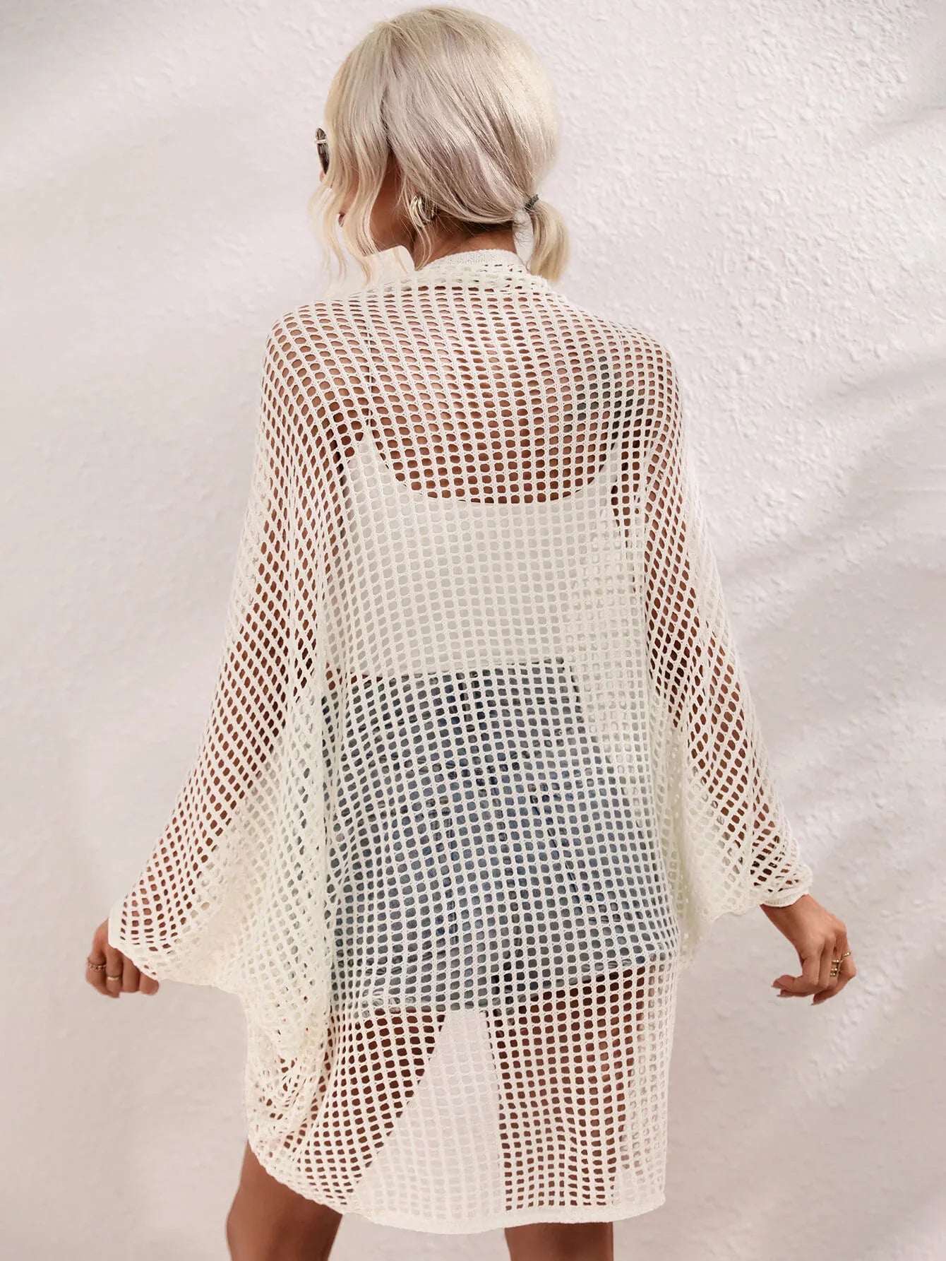 Openwork Open Front Longline Swim Cover Up - Southern Shores Clothing
