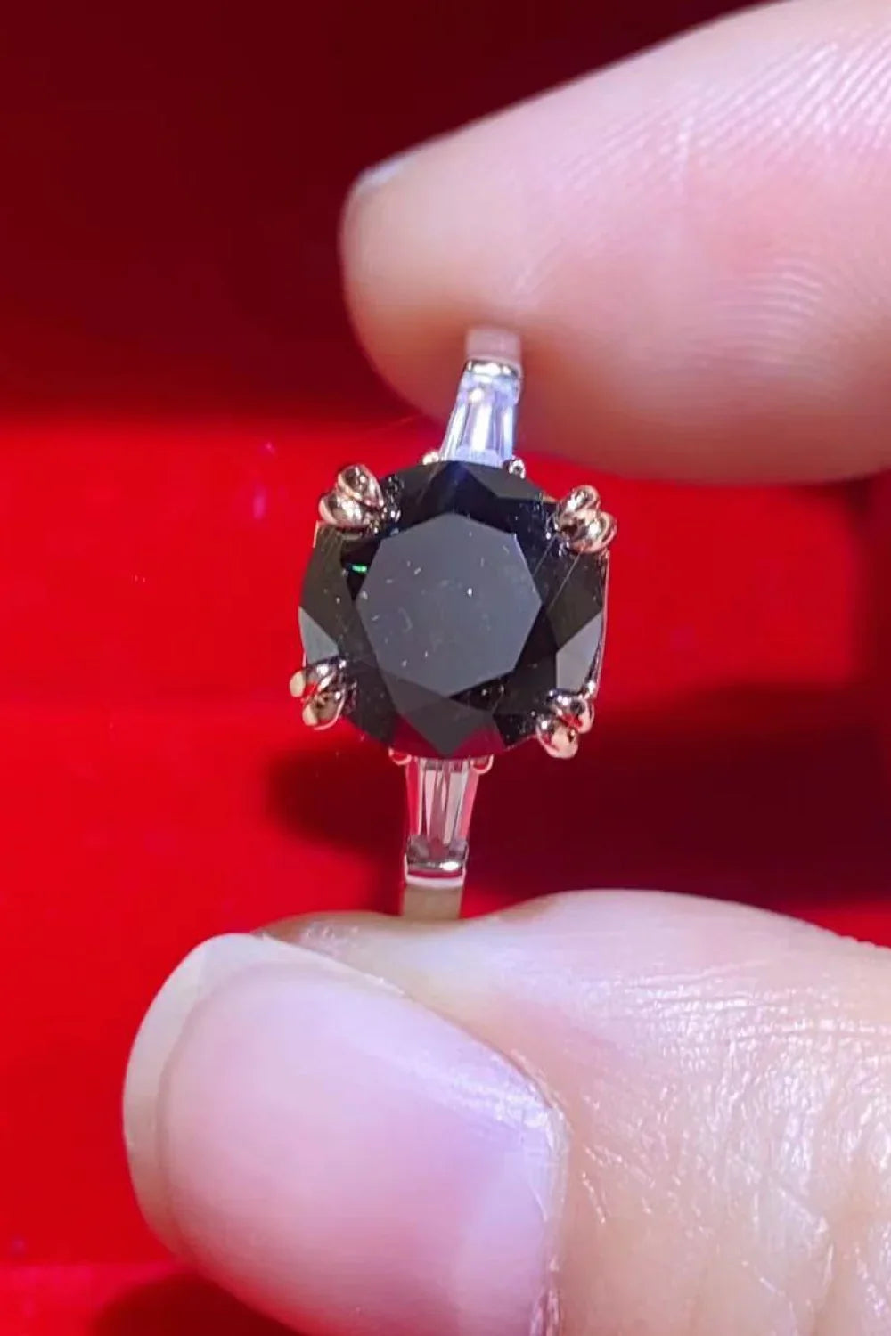 2 Carat Moissanite Black Ring Platinum Plated Over Silver - Southern Shores Clothing