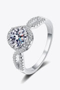 Sterling Silver Moissanite Geometric Ring 1 Carat Halo - Southern Shores Clothing
