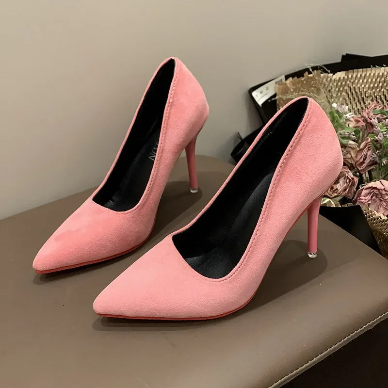 Point Toe Stiletto Pumps Suede Rubber High Heel - Southern Shores Clothing