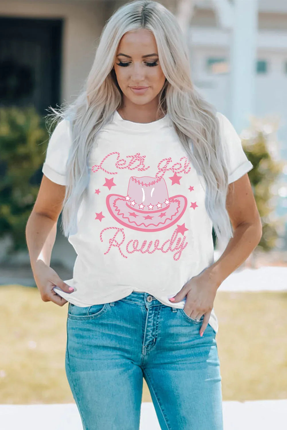 Cowboy Hat Graphic Round Neck Short Sleeve Tee - Southern Shores Clothing