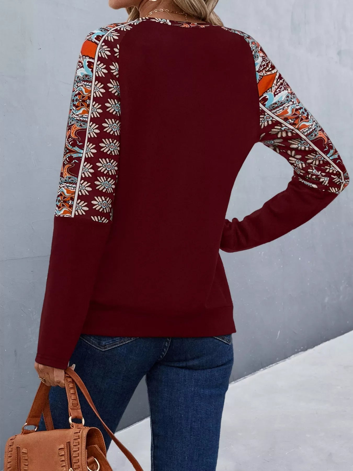 Printed Raglan Sleeve Round Neck T Shirt For Casual Wear - Southern Shores Clothing