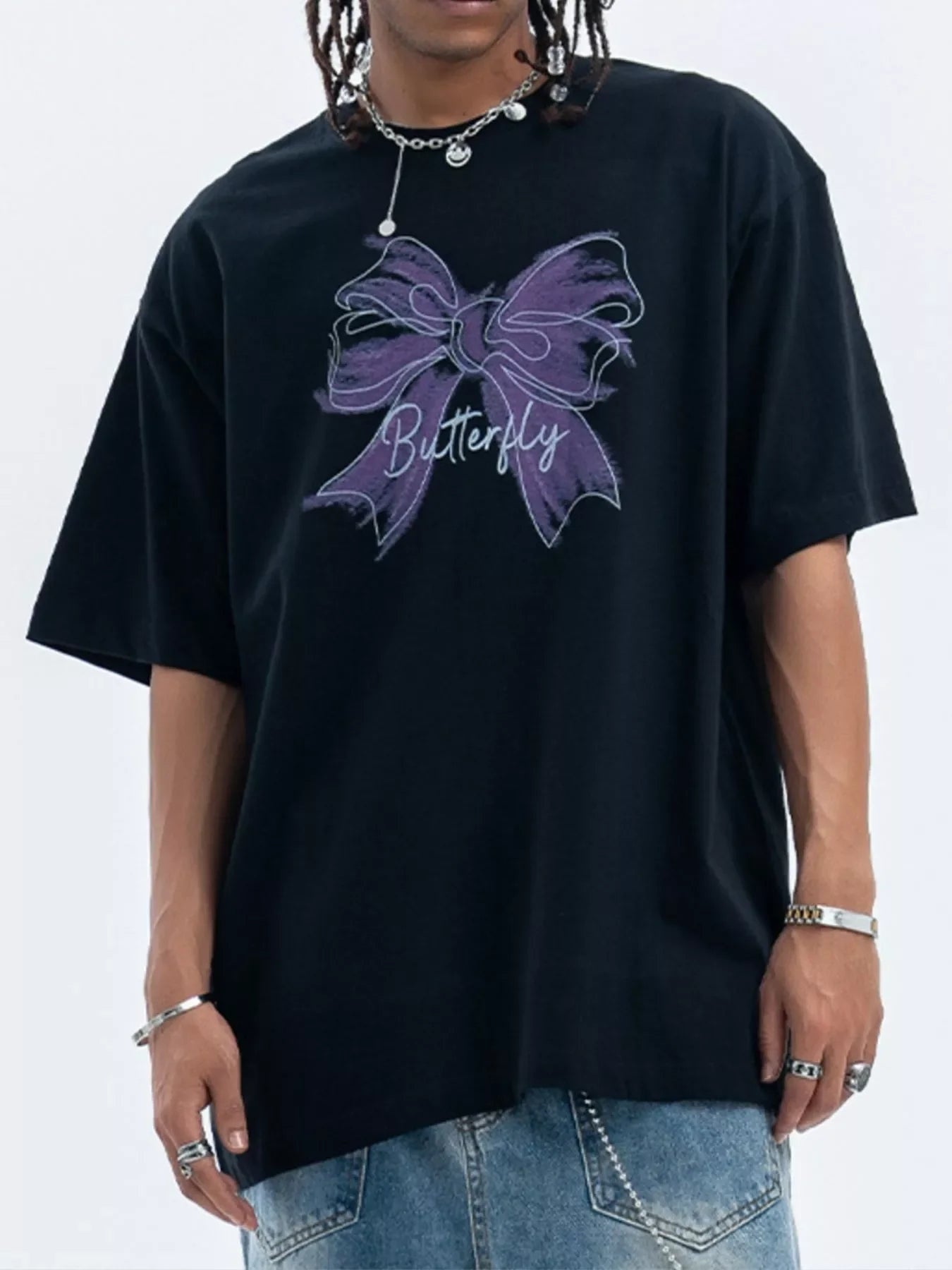 Butterfly Round Neck Short Sleeve T Shirt - Southern Shores Clothing