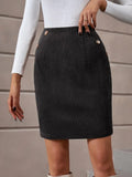 Decorative Button Slit Mini Skirt With Flattering Silhouette - Southern Shores Clothing