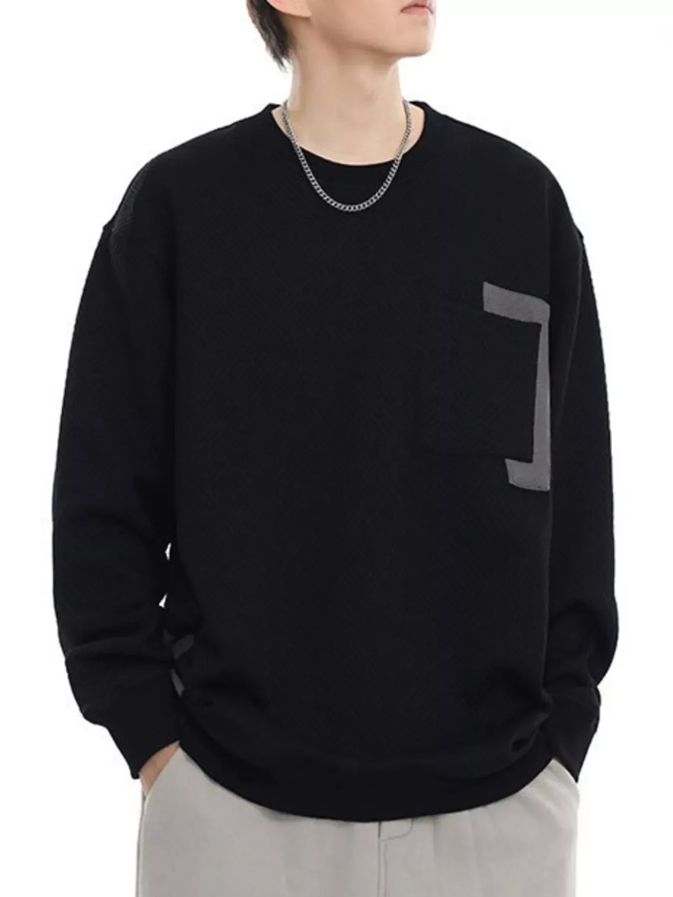 Plus Size Stretch Fabric Crew Neck Sweatshirt With Pocket