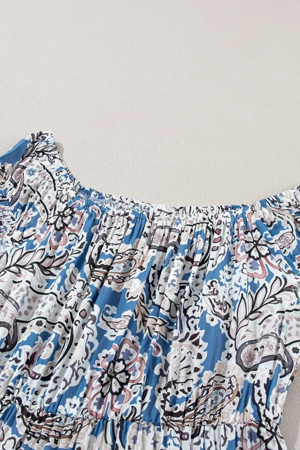 Boho Paisley Off Shoulder Maxi Dress With Elastic Waist - Southern Shores Clothing