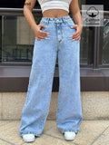 Coastal Inspired Wide Leg Denim Jeans For Everyday Wear