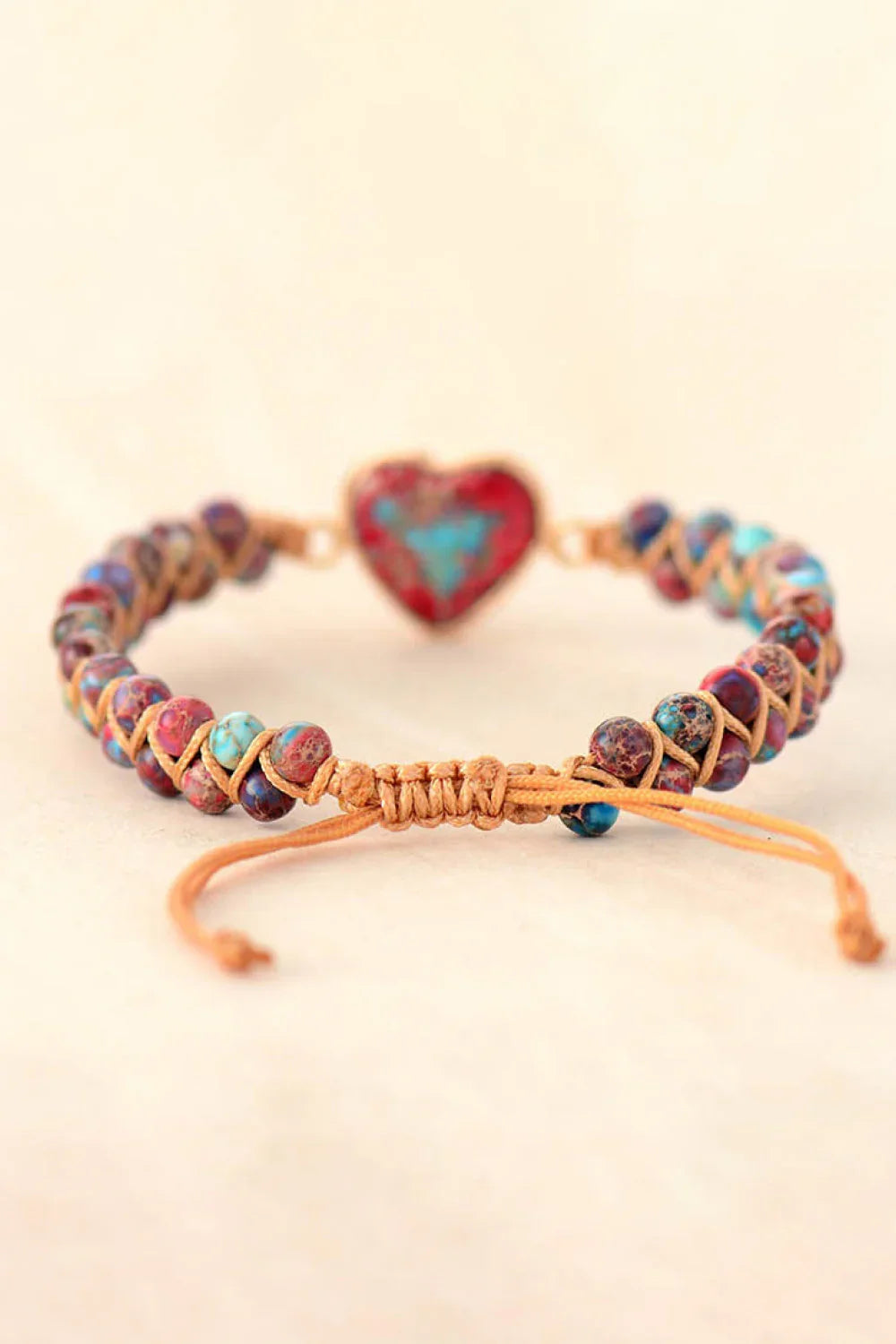 Heart Shaped Natural Stone Bracelet With Copper Accents - Southern Shores Clothing