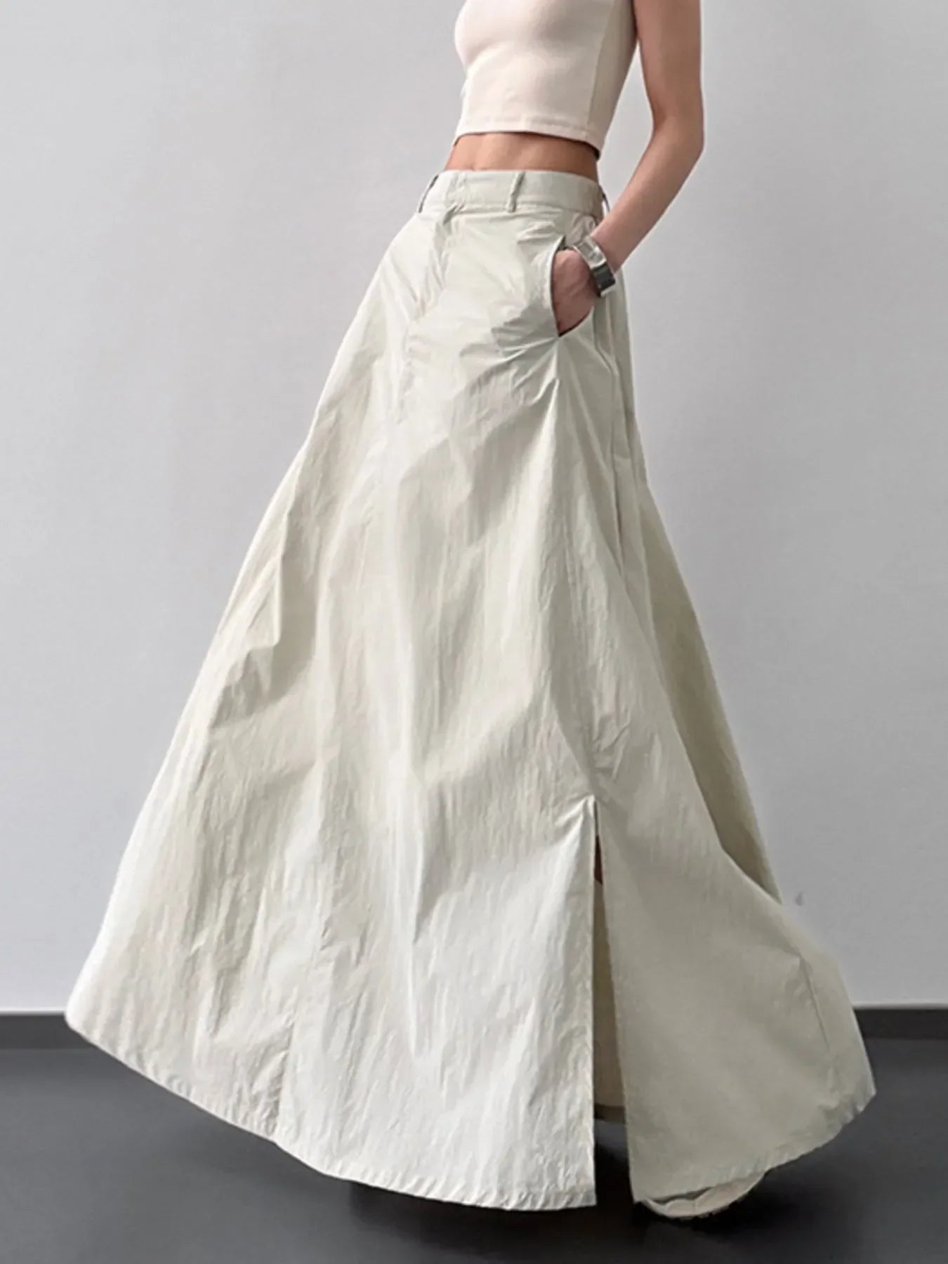 High Waist Slit Maxi Skirt With Flowing Silhouette - Southern Shores Clothing