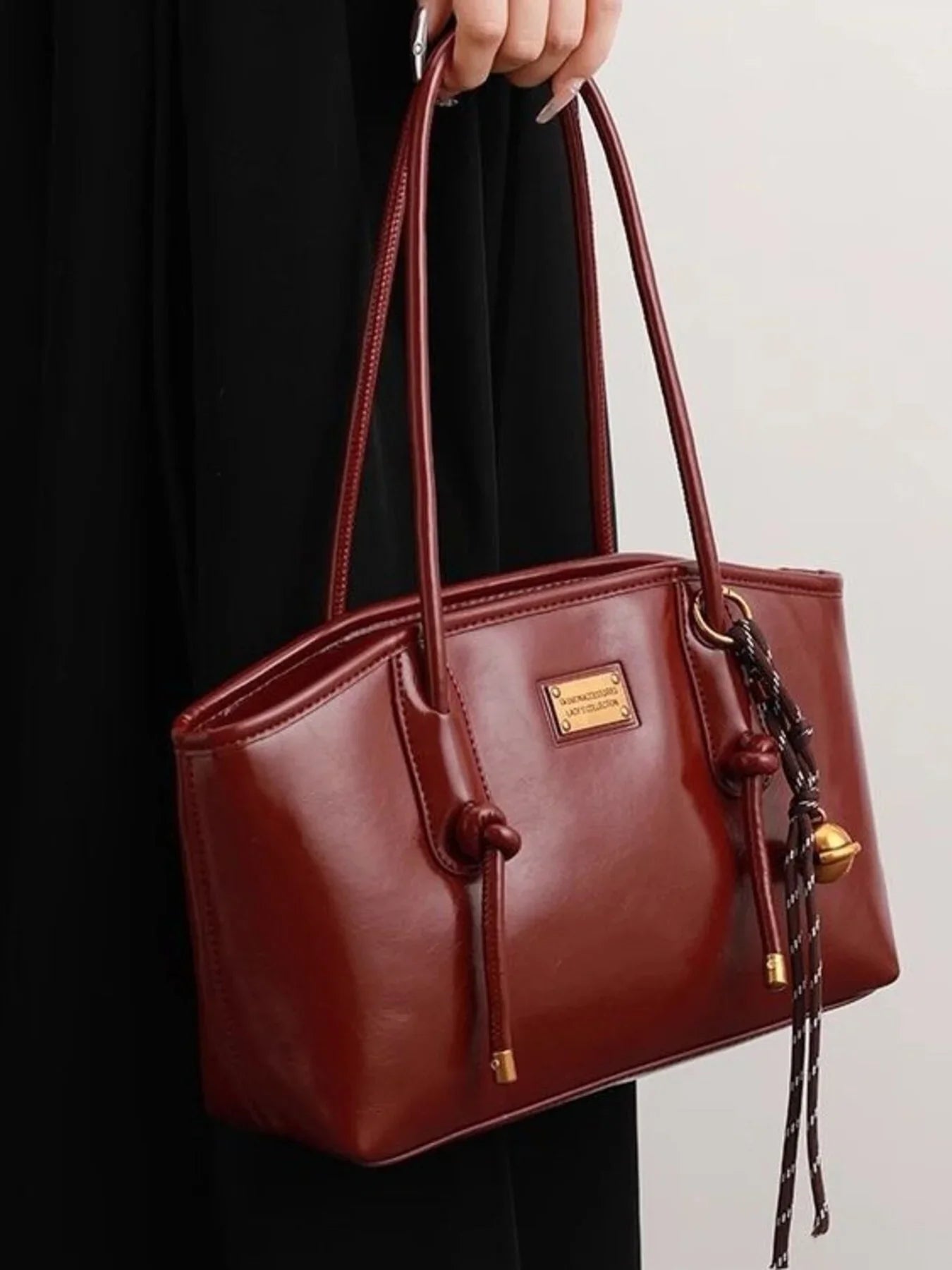 Classic Leather Shoulder Bag With Knot Detail - Southern Shores Clothing