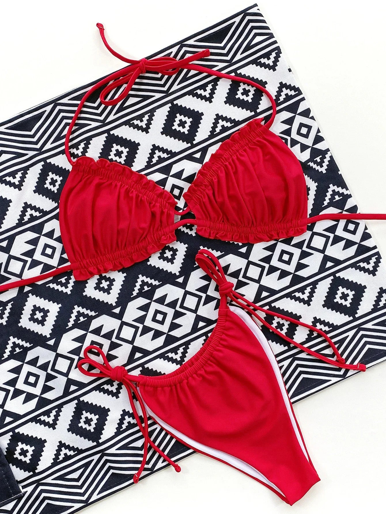 Frill Halter Neck Leopard Print Bikini Set - Southern Shores Clothing