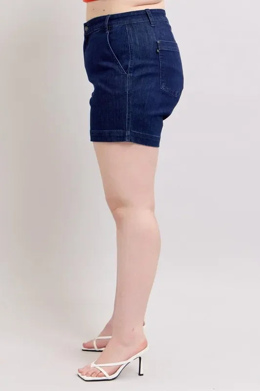 Plus Size High Waist Denim Shorts With Pockets - Southern Shores Clothing